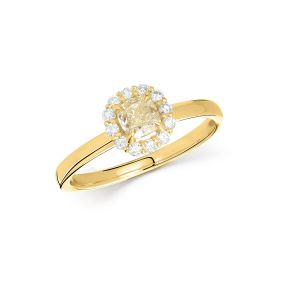 Inel floral din aur de 18K cu diamant cu tăietură cushion (0,690 ct)