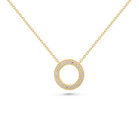 Colier Laura în formă de cerc din aur de 14K cu pietre cubic zirconia albe