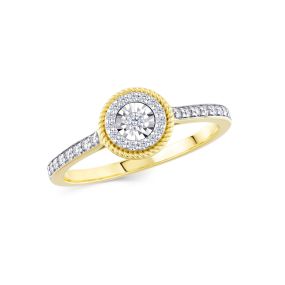 Inel din aur de 14K cu diamante cu montură de tip iluzie (0,210 ct)