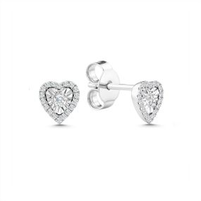 Cercei inimă din aur de 14K cu diamant cu montură de tip iluzie (0,150 ct)