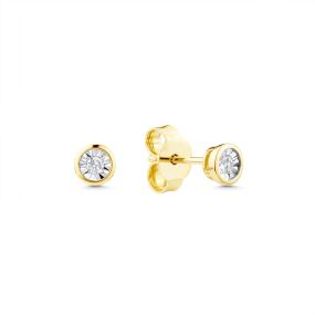 Cercei din aur de 14K cu diamant cu montură de tip iluzie (0,060 ct)