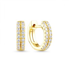 Cercei rotunzi din aur de 14K cu diamante (0,220 ct)