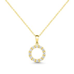 Pandantiv în formă de cerc din aur de 14K cu diamante (0,070 ct)