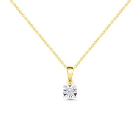 Pandantiv din aur de 14K cu diamant cu montură de tip iluzie (0,030 ct)