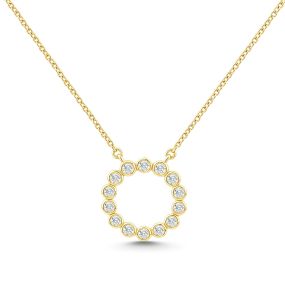 Colier în formă de cerc din aur de 14K cu diamante (0,100 ct)
