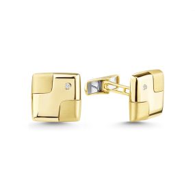 Butoni pătrați din aur galben de 14K cu pietre cubic zirconia