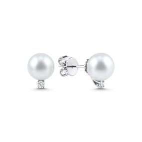 Cercei din aur alb de 18K cu perle și diamante