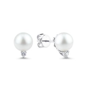 Cercei din aur alb de 18K cu perle și diamante