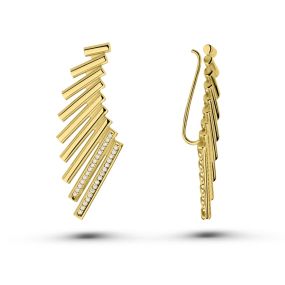 Cercei din aur galben de 14K cu pietre cubic zirconia