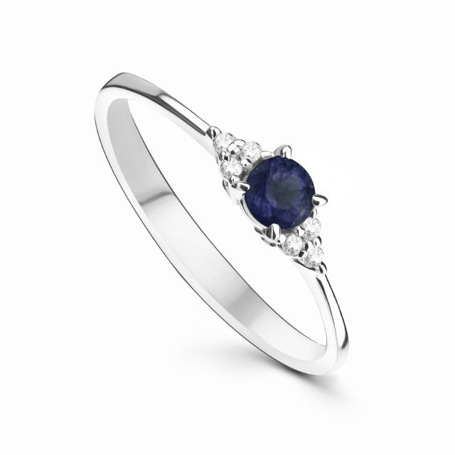 Inel Veronica din aur roz de 18K cu safir și diamante