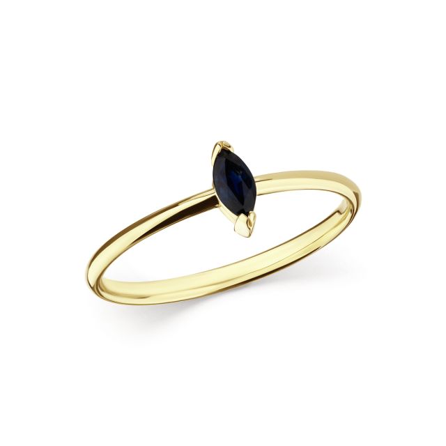 Inel Dewdrop din aur de 18K cu safir marchiză