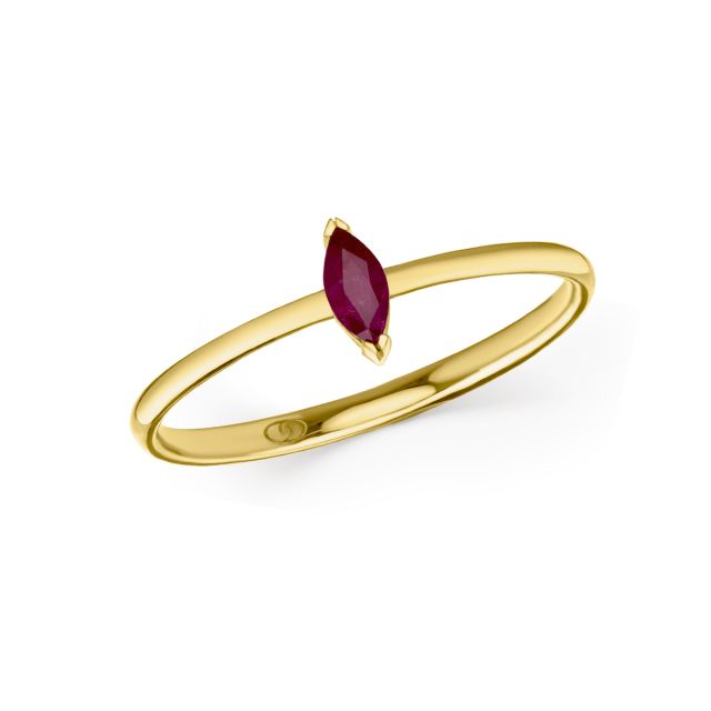 Inel Dewdrop din aur de 18K cu rubin marchiză