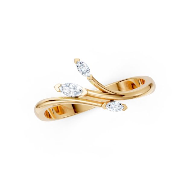 Inel din aur de 18K cu diamante marchiză (0,120 ct)