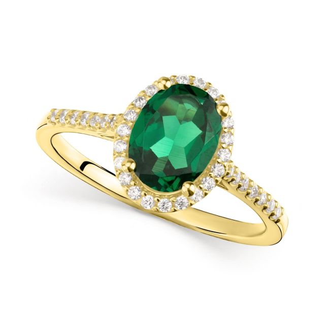 Inel Virginia din aur de 14K cu pietre cubic zirconia ovale colorate