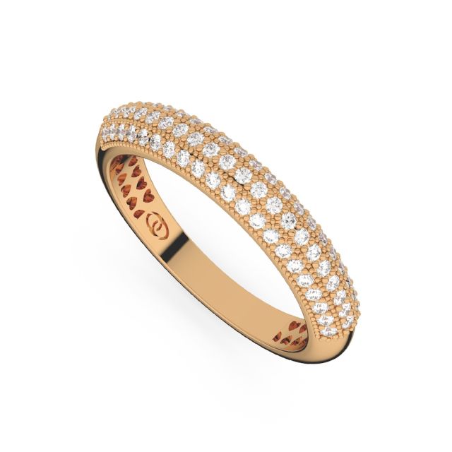 Inel semi-eternity din aur de 18K cu diamante (0,38 ct)