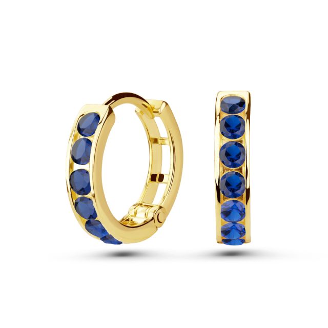 Cercei rotunzi Bianca pentru copii din aur de 14K cu pietre cubic zirconia multicolore