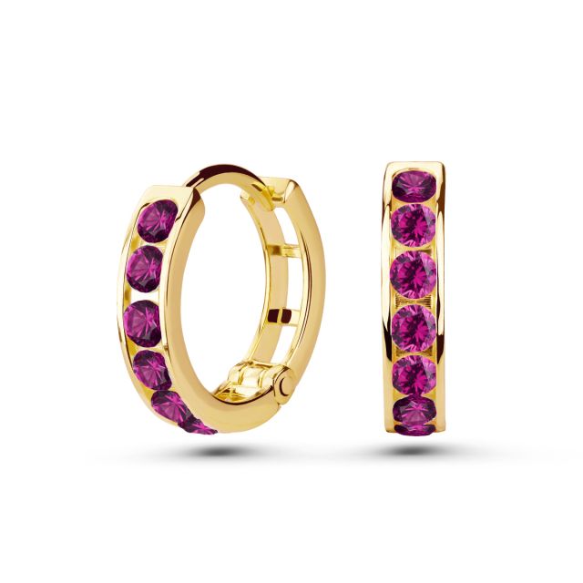 Cercei rotunzi Bianca pentru copii din aur de 14K cu pietre cubic zirconia multicolore