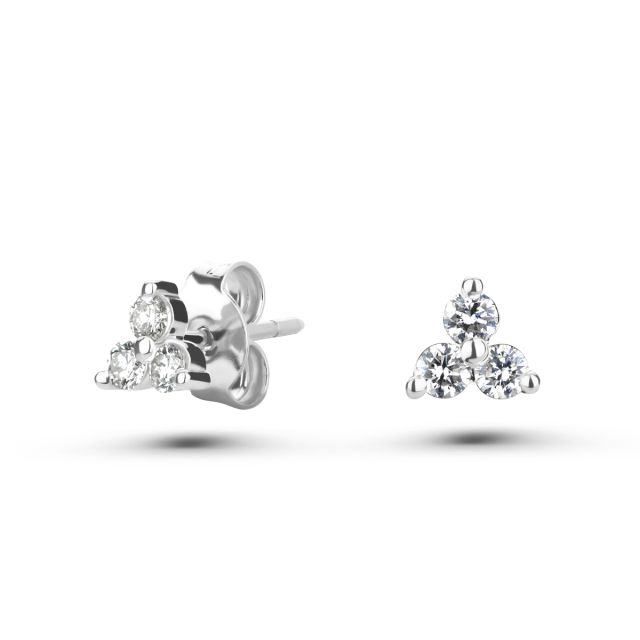 Cercei Forget-Me-Not Mini din aur de 18K cu trei diamante (0,20 ct)
