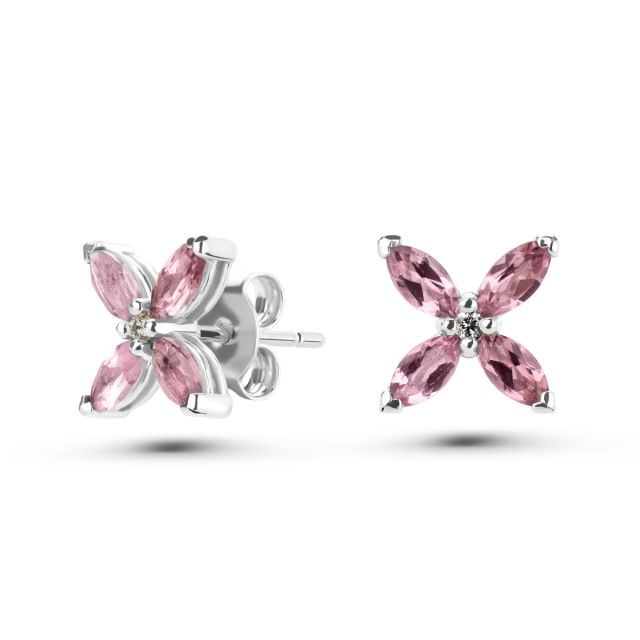 Cercei Daisy din aur de 18K cu turmaline marchiză și diamante