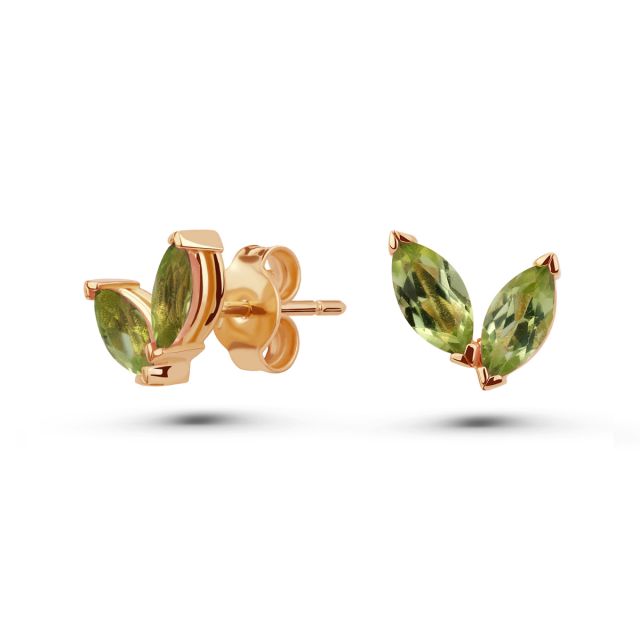 Cercei Glasswing din aur de 18K cu două peridote marchiză