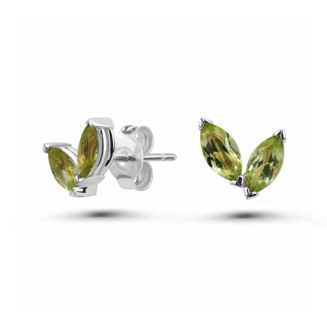 Cercei Glasswing din aur de 18K cu două peridote marchiză