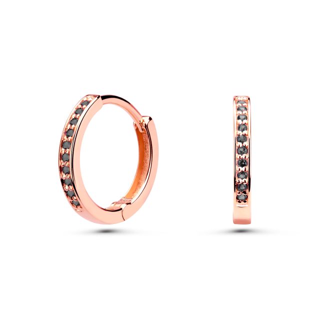 Cercei rotunzi Andreea din aur de 18K cu diamante negre (0,10 ct)