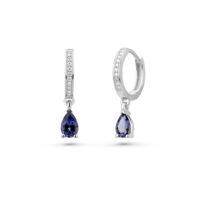 Cercei lungi Fuchsia din aur de 18K cu tanzanit lacrimă și diamante