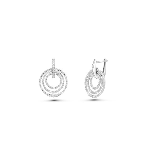 Cercei lungi cu cercuri din aur de 18K cu diamante (1,475 ct)
