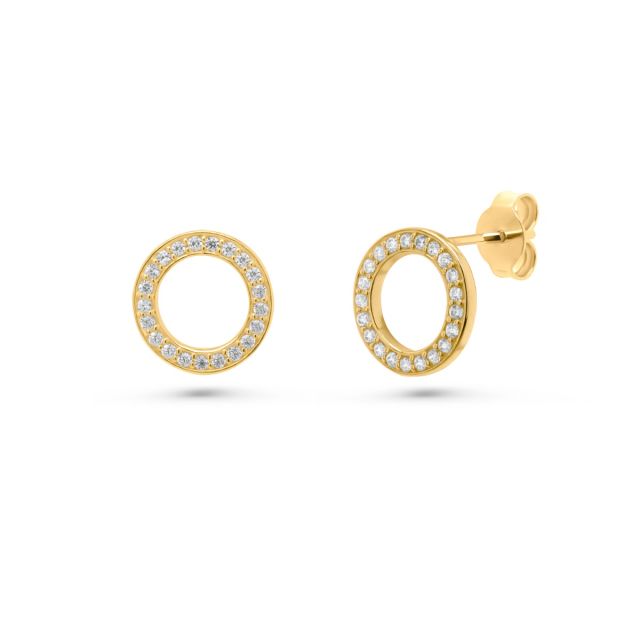 Cercei Laura în formă de cerc din aur de 14K cu pietre cubic zirconia
