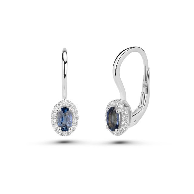 Cercei Isabella din aur de 14K cu safire ovale și diamante