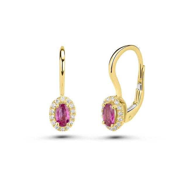 Cercei Isabella din aur de 14K cu rubine ovale și diamante