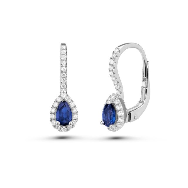 Cercei Selena din aur de 14K cu safire lacrimă și diamante