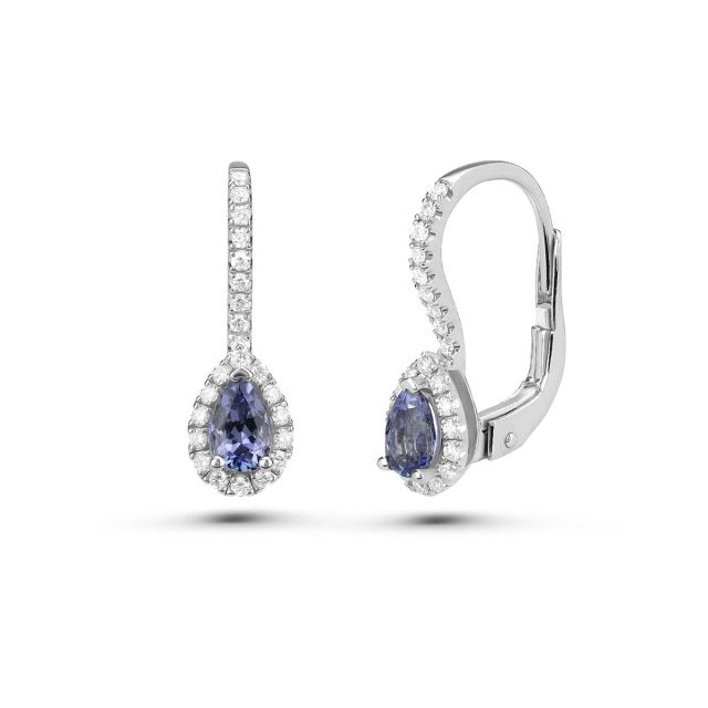 Cercei Selena din aur de 14K cu tanzanite lacrimă și diamante