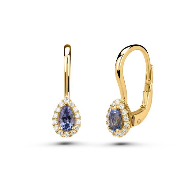 Cercei Selena din aur de 14K cu tanzanite lacrimă și diamante