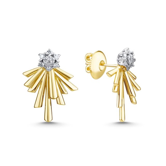 Cercei din aur galben și alb de 18K cu diamante (0,250 ct)