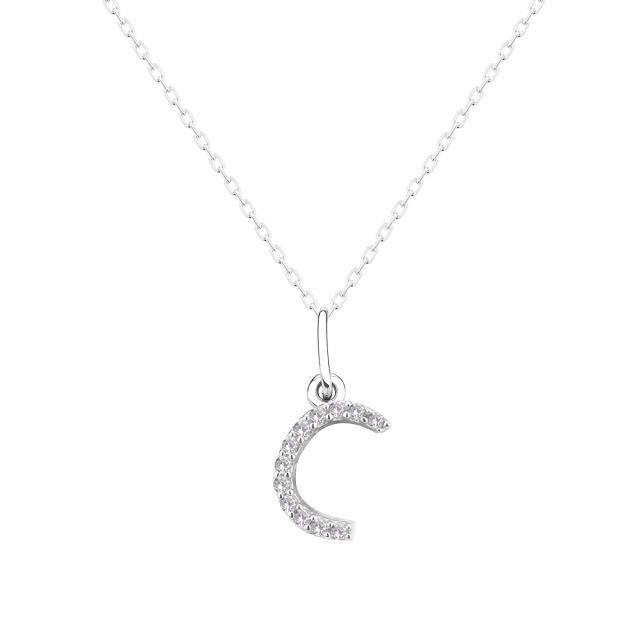 Pandantiv literă din aur de 14K cu pietre cubic zirconia