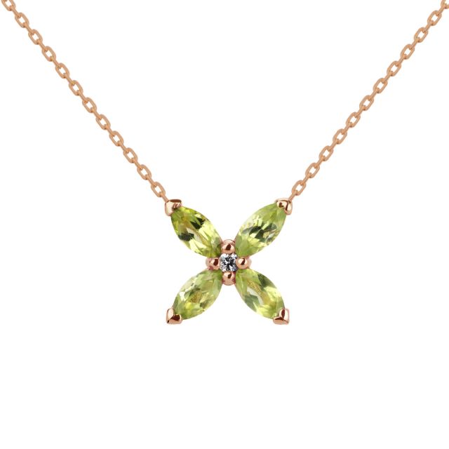 Colier Daisy din aur de 18K cu peridote marchiză și diamante