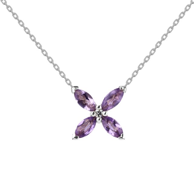 Colier Daisy din aur de 18K cu ametiste marchiză și diamante