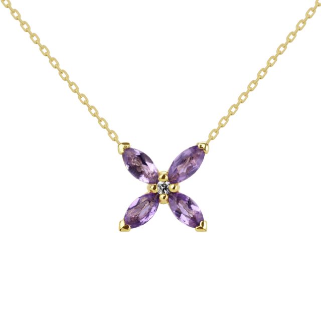 Colier Daisy din aur de 18K cu ametiste marchiză și diamante