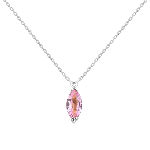 Colier Dewdrop din aur de 18K cu safir roz marchiză