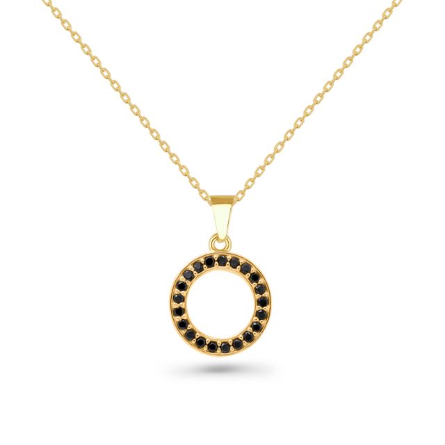 Lanț cu pandantiv Laura în formă de cerc din aur de 14K cu pietre cubic zirconia 
