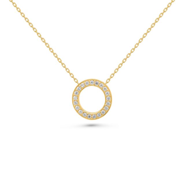 Colier Laura în formă de cerc din aur de 14K cu pietre cubic zirconia albe