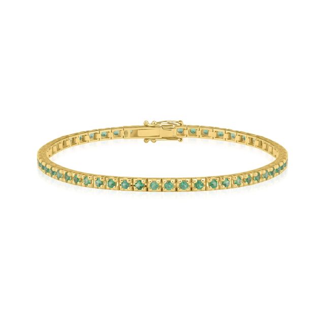 Brățară tennis Damiana din aur de 14K cu smaralde