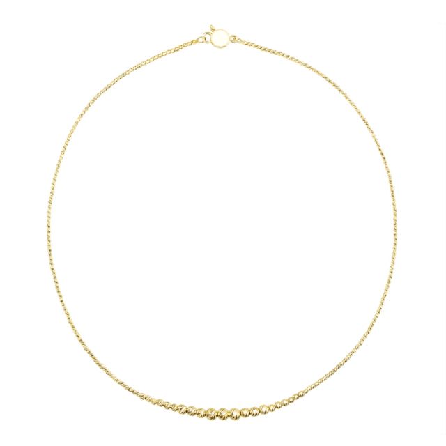 Colier cu bile diamantate din aur galben de 14K