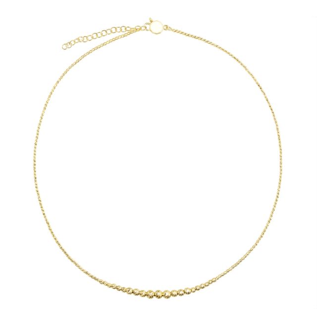 Colier cu bile diamantate din aur galben de 14K