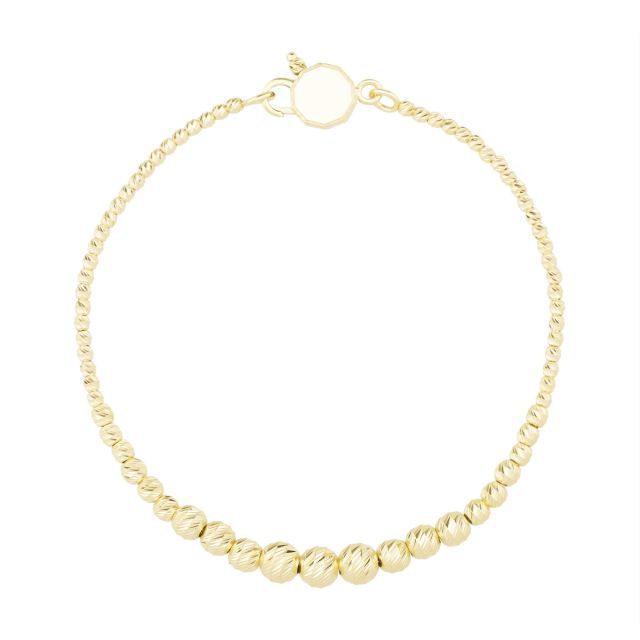 Brățară cu bile diamantate din aur galben de 14K