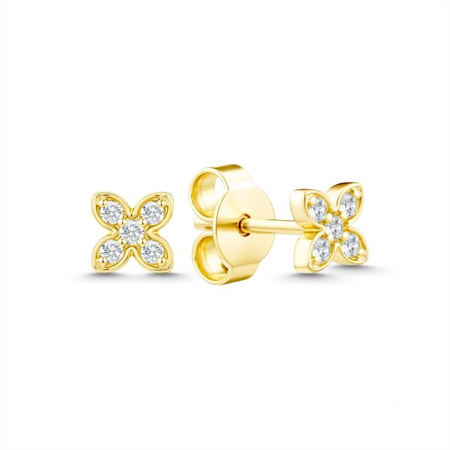 Cercei din aur de 14K cu diamante (0,110 ct)