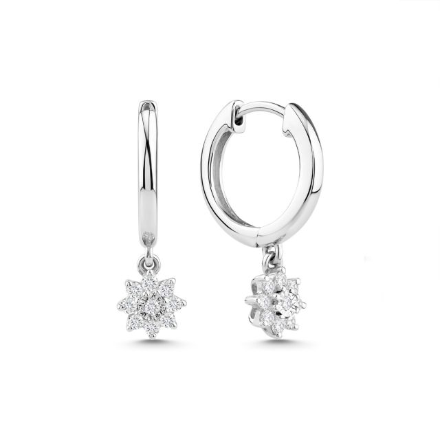 Cercei lungi din aur de 14K cu diamante (0,130 ct)