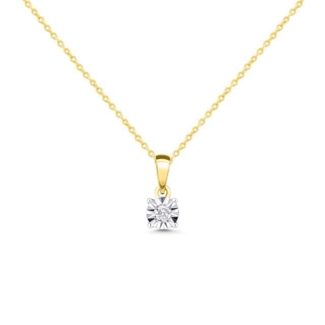 Pandantiv din aur de 14K cu diamant cu montură de tip iluzie (0,030 ct)
