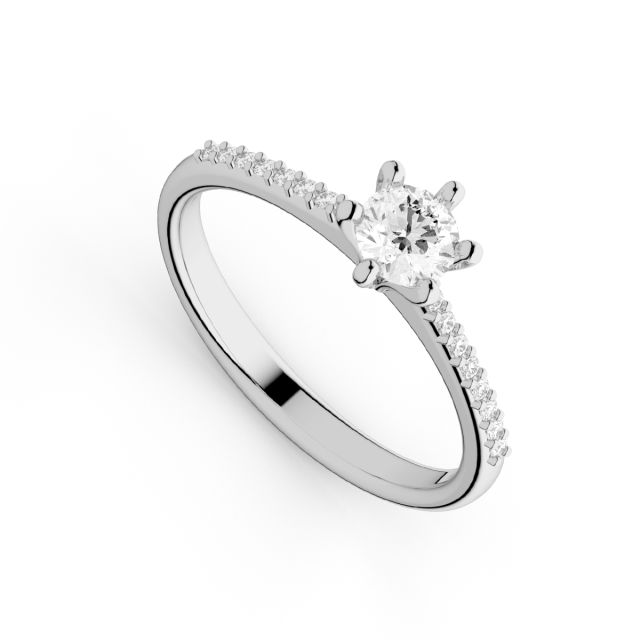 Inel de logodnă DR051A din aur alb de 18K cu diamante (0,330 ct, Certificat HRD)